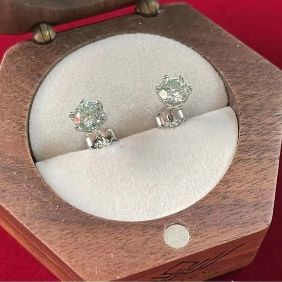 Certified 1ct t.w. Moissanite Green Filigree Basket Stud Earrings NEW - Picture 11 of 13